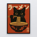 Vintage Cat Eating Ramen