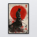 Sumi-e Samurai Red Sun